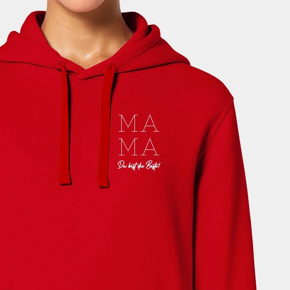 TeeInBlue Hoodie "Mama" Stanley/Stella Drummer 2.0 / rot / XXS - aus nachhaltiger und fairer Produktion