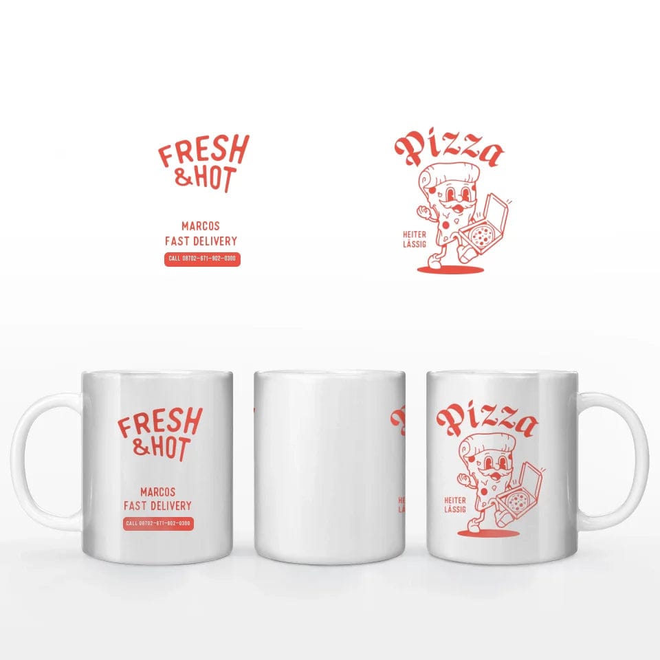 HEITER & LÄSSIG Motivtasse "Pizza" Keramik-Tasse / Weiß / 330 ml - aus nachhaltiger und fairer Produktion