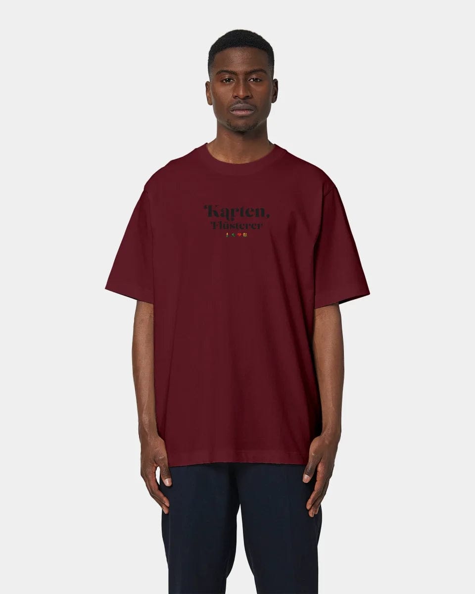 TeeInBlue Personalisiertes T-Shirt "Karten Flüsterer" Oversized / Burgundy / XXS - aus nachhaltiger und fairer Produktion