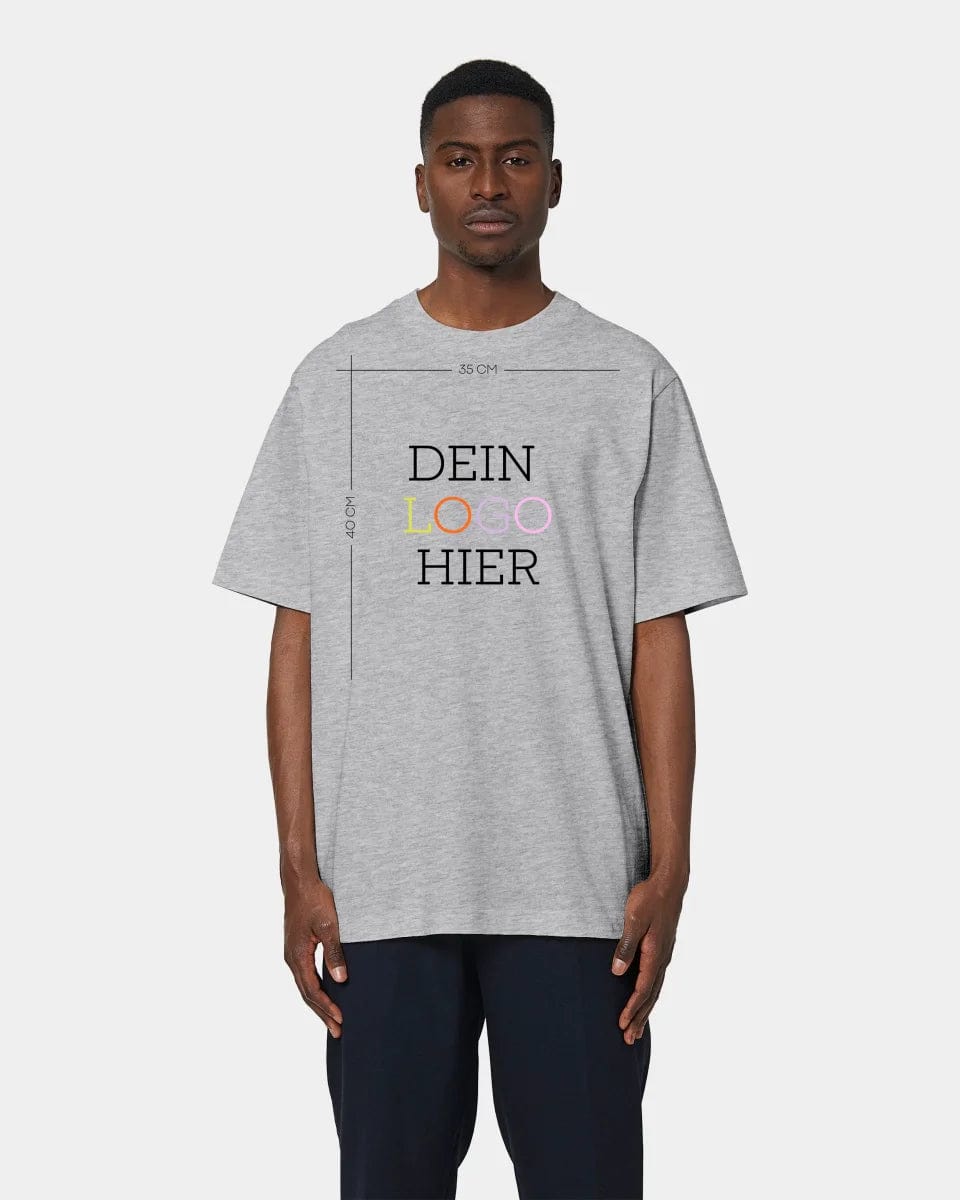 HEITER & LÄSSIG Personalisiertes T-Shirt "Logo" Oversized / Heather Grey / XXS - aus nachhaltiger und fairer Produktion