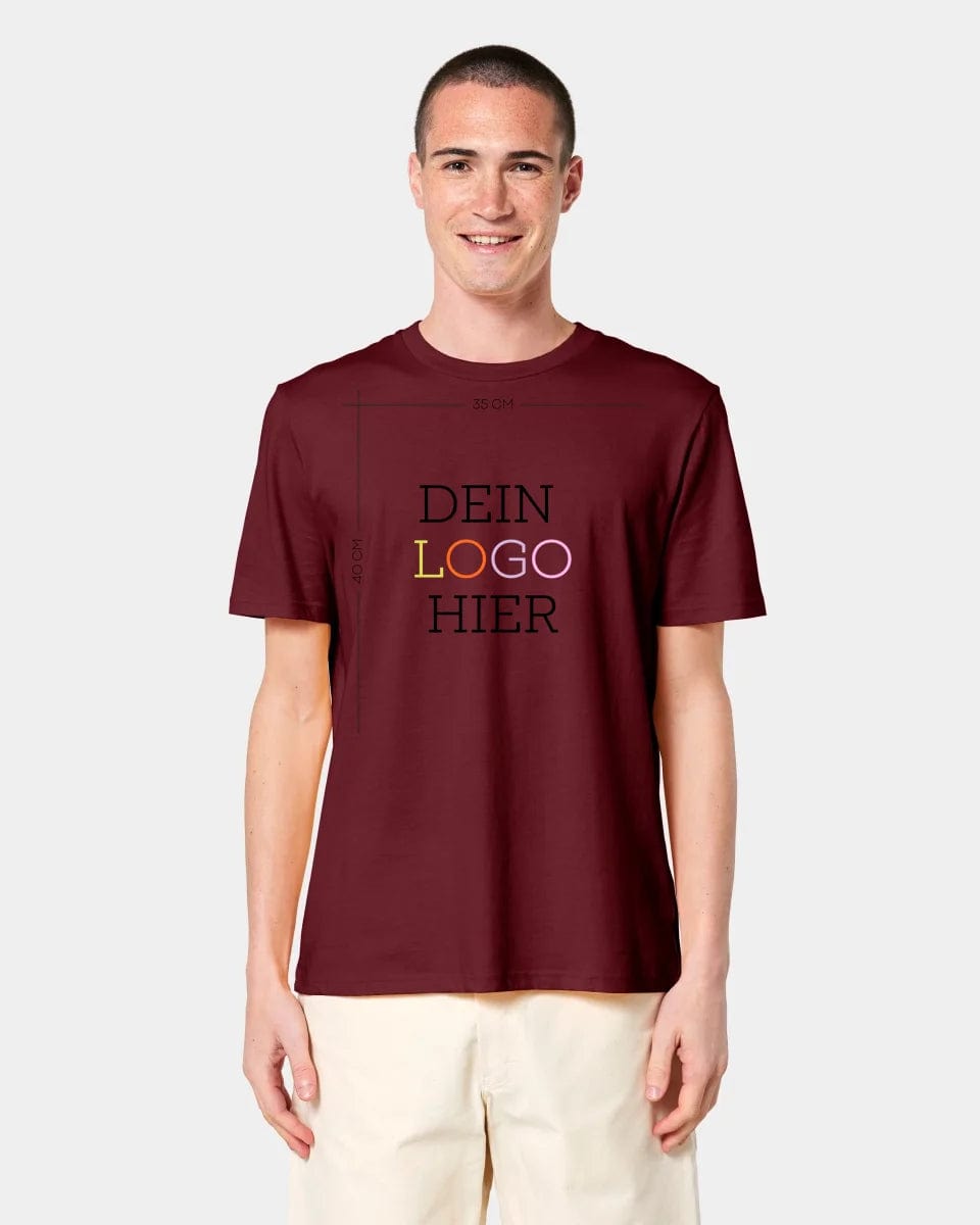 HEITER & LÄSSIG Personalisiertes T-Shirt "Logo" Unisex / Burgundy / M - aus nachhaltiger und fairer Produktion