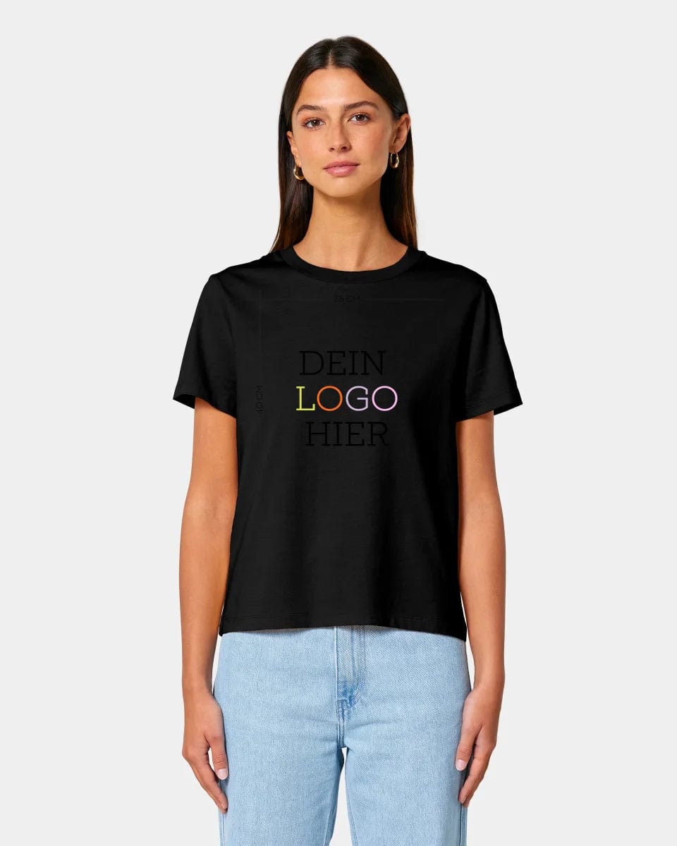 HEITER & LÄSSIG Personalisiertes T-Shirt "Logo" Damen / Schwarz / XS - aus nachhaltiger und fairer Produktion