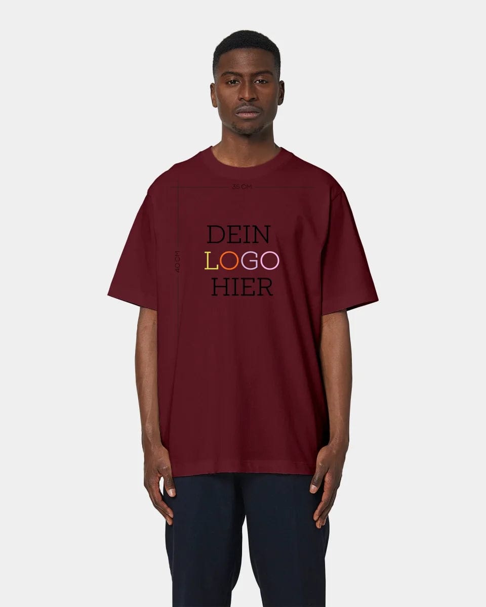 HEITER & LÄSSIG Personalisiertes T-Shirt "Logo" Oversized / Burgundy / XXS - aus nachhaltiger und fairer Produktion