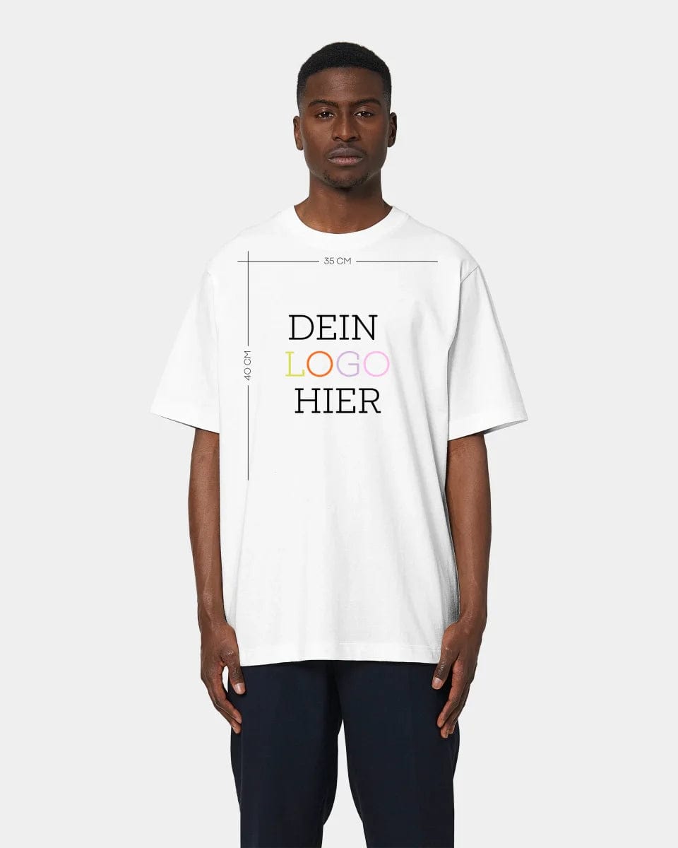 HEITER & LÄSSIG Personalisiertes T-Shirt "Logo" Oversized / Weiß / S - aus nachhaltiger und fairer Produktion