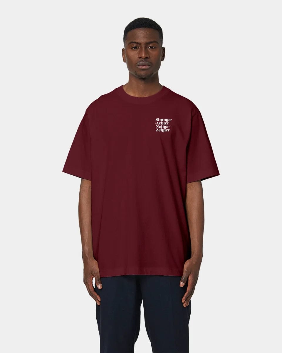 TeeInBlue Personalisiertes T-Shirt "Spielkarten" Oversized / Burgundy / XXS - aus nachhaltiger und fairer Produktion