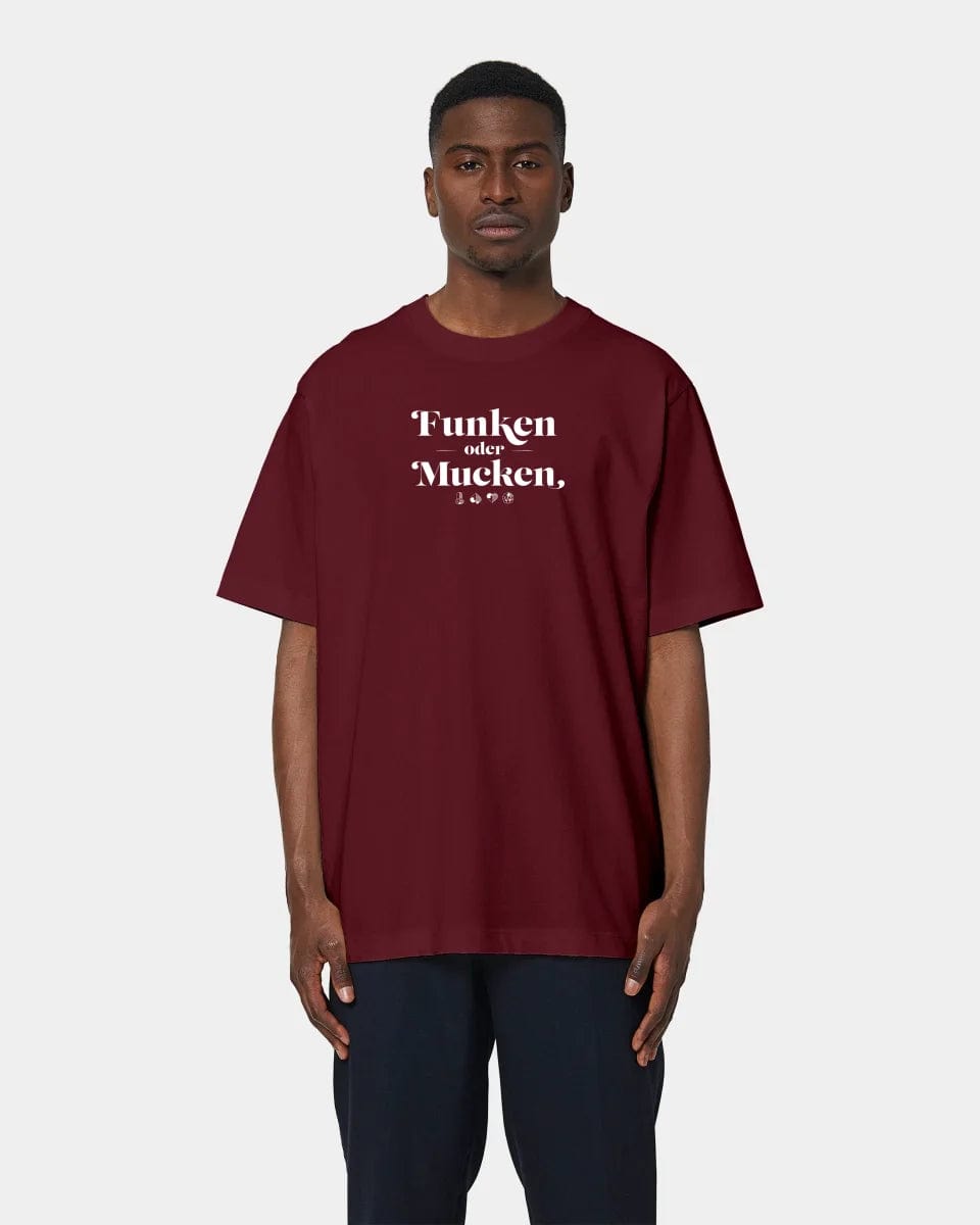 TeeInBlue Personalisiertes T-Shirt "Watten - Funken oder Mucken" Oversized / Burgundy / XXS - aus nachhaltiger und fairer Produktion