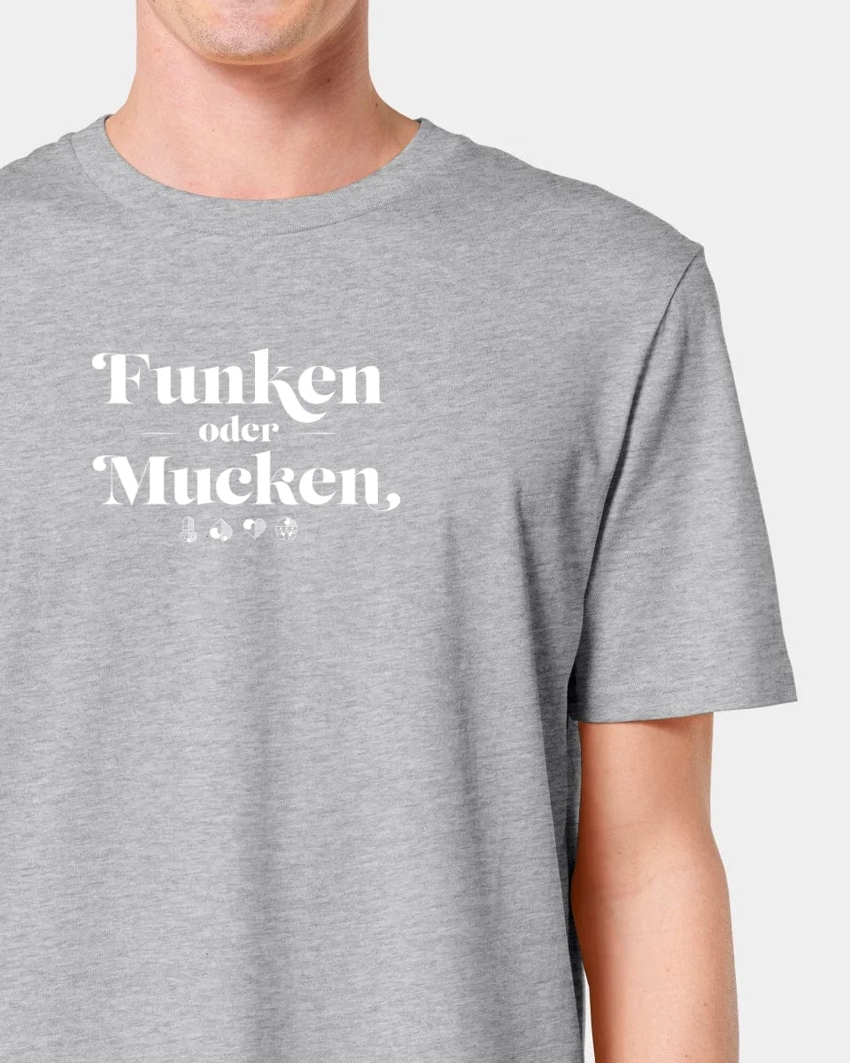 TeeInBlue Personalisiertes T-Shirt "Watten - Funken oder Mucken" Unisex / Heather Grey / XXS - aus nachhaltiger und fairer Produktion