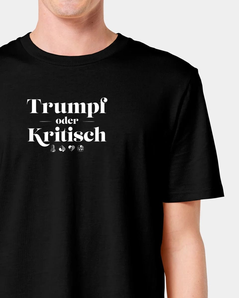 TeeInBlue Personalisiertes T-Shirt "Watten - Trumpf oder Kritisch" Unisex / Schwarz / XXS - aus nachhaltiger und fairer Produktion