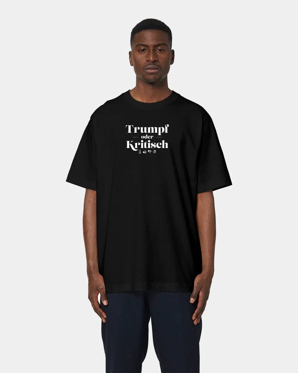 TeeInBlue Personalisiertes T-Shirt "Watten - Trumpf oder Kritisch" Oversized / Schwarz / XXS - aus nachhaltiger und fairer Produktion