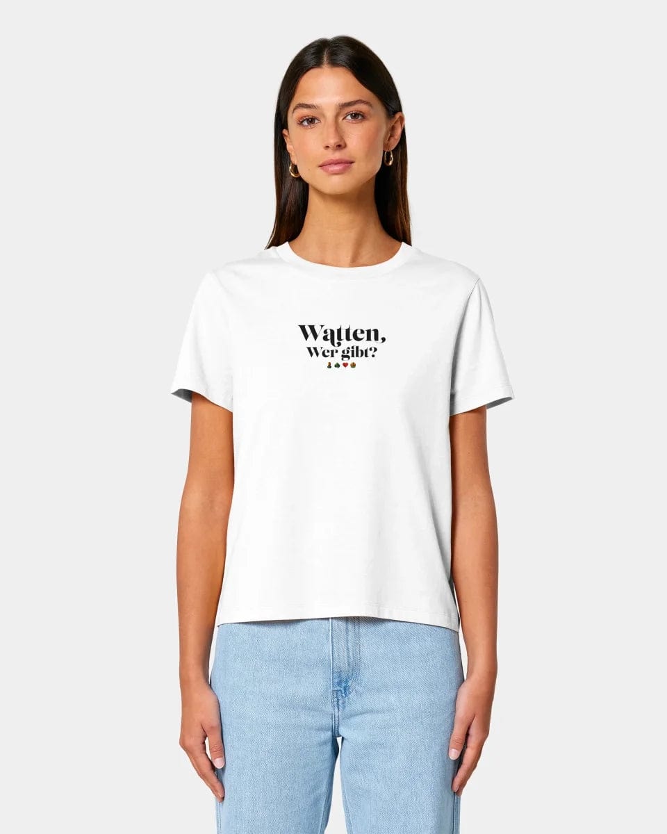 TeeInBlue Personalisiertes T-Shirt "Watten - Wer gibt?" Damen / Weiß / XS - aus nachhaltiger und fairer Produktion