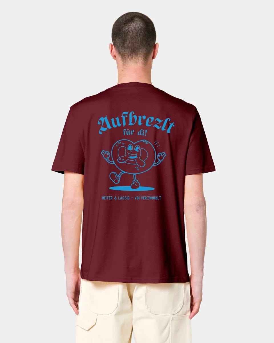 HEITER & LÄSSIG T-Shirt "Aufbrezlt" Unisex / Burgundy / M - aus nachhaltiger und fairer Produktion