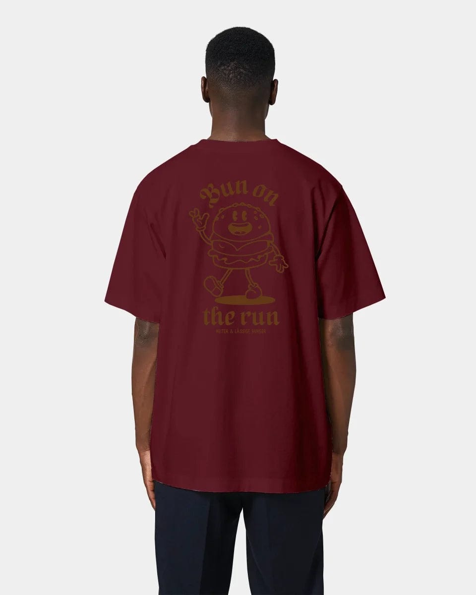 HEITER & LÄSSIG T-Shirt "Bun on the run" Oversized / Burgundy / XXS - aus nachhaltiger und fairer Produktion