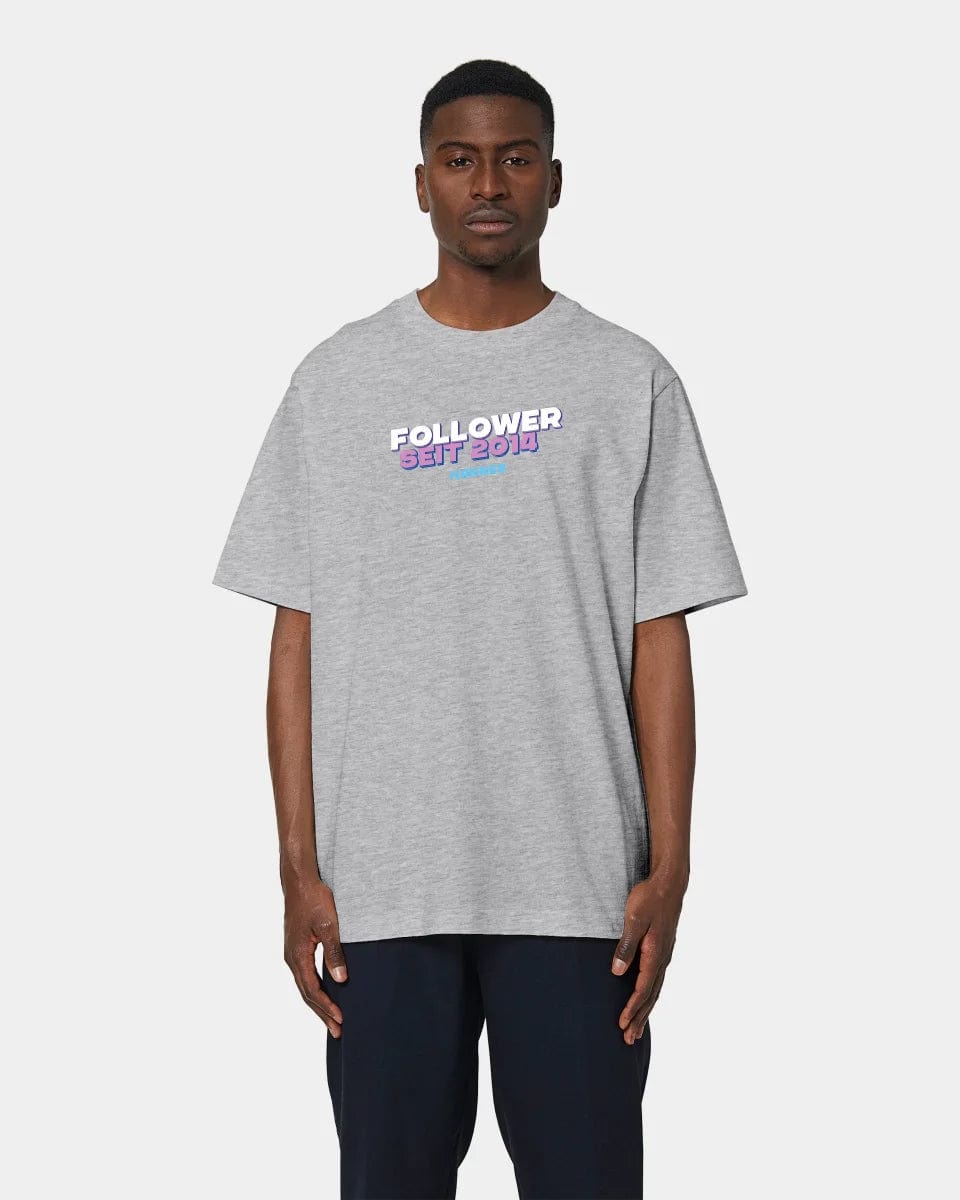 Projekt T-Shirt "Follower" Oversized / Heather Grey / XXS - aus nachhaltiger und fairer Produktion